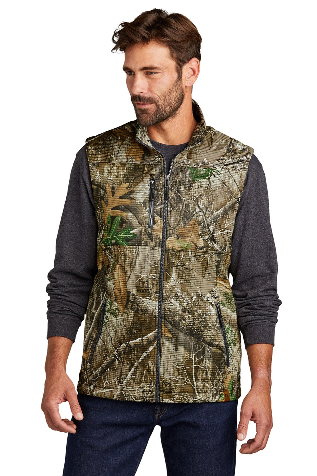 Russell Outdoors RU603 Mens Realtree Atlas Water Resistant Full Zip Soft Shell Vest Realtree Edge Camo Model Front