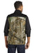 Russell Outdoors RU604 Mens Realtree Atlas Water Resistant Colorblock Full Zip Soft Shell Vest Deep Black/Realtree Edge Camo Model Back