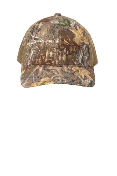 Russell Outdoors Hats RU900 Mens Camo Snapback Trucker Hat Realtree Edge Camo/Coyote Brown Flat Front