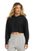 Champion RW01W Womens Reverse Weave Cropped Cut Off Hooded Sweatshirt Hoodie Black Model Front