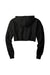 Champion RW01W Womens Reverse Weave Cropped Cut Off Hooded Sweatshirt Hoodie Black Flat Back