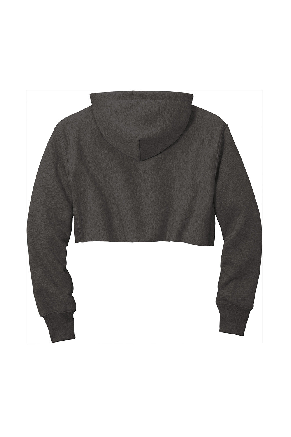 Champion RW01W Womens Reverse Weave Cropped Cut Off Hooded Sweatshirt Hoodie Heather Charcoal Grey Flat Back