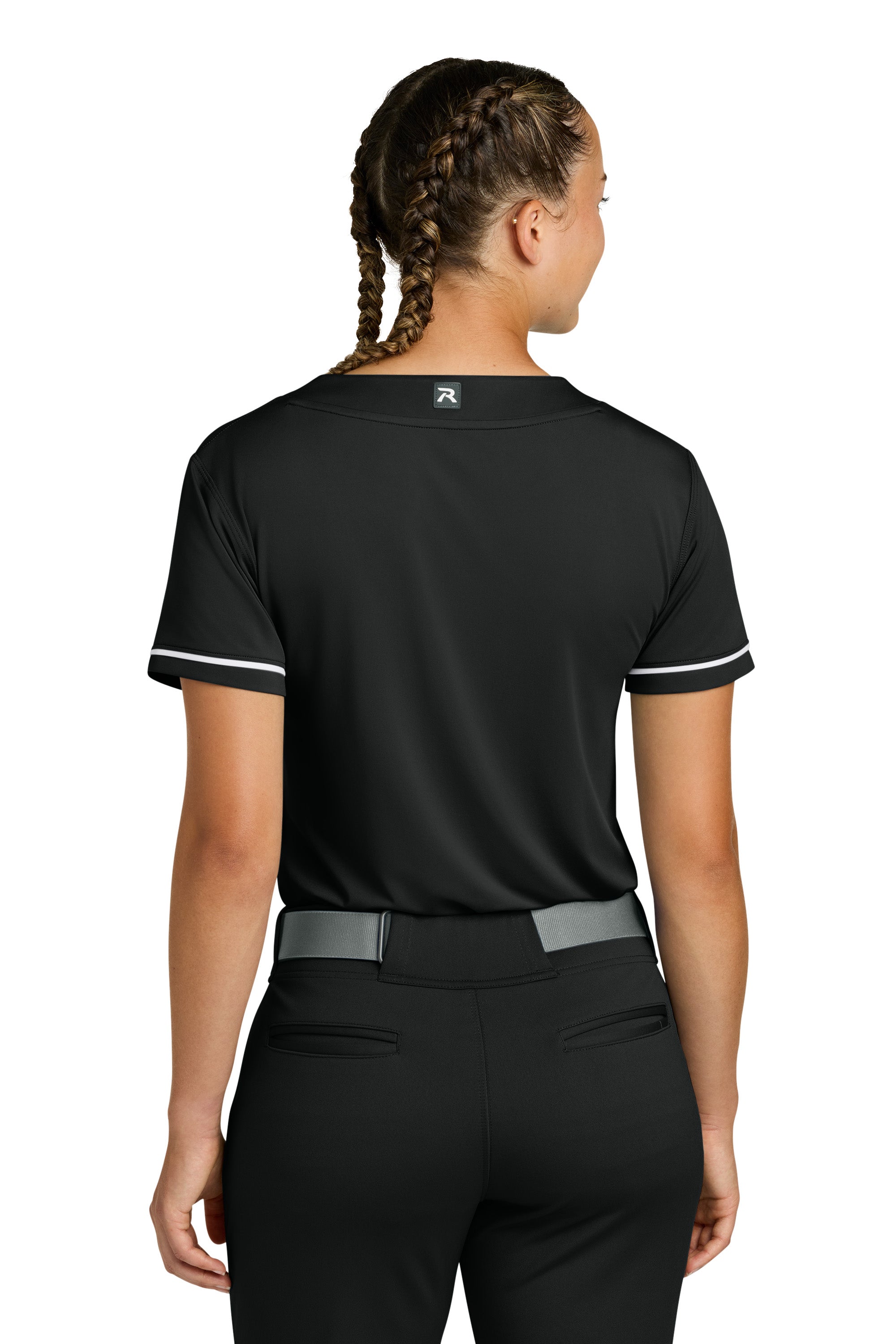 Richardson RW7220 Womens Select 2 Button Softball Jersey Black Model Back