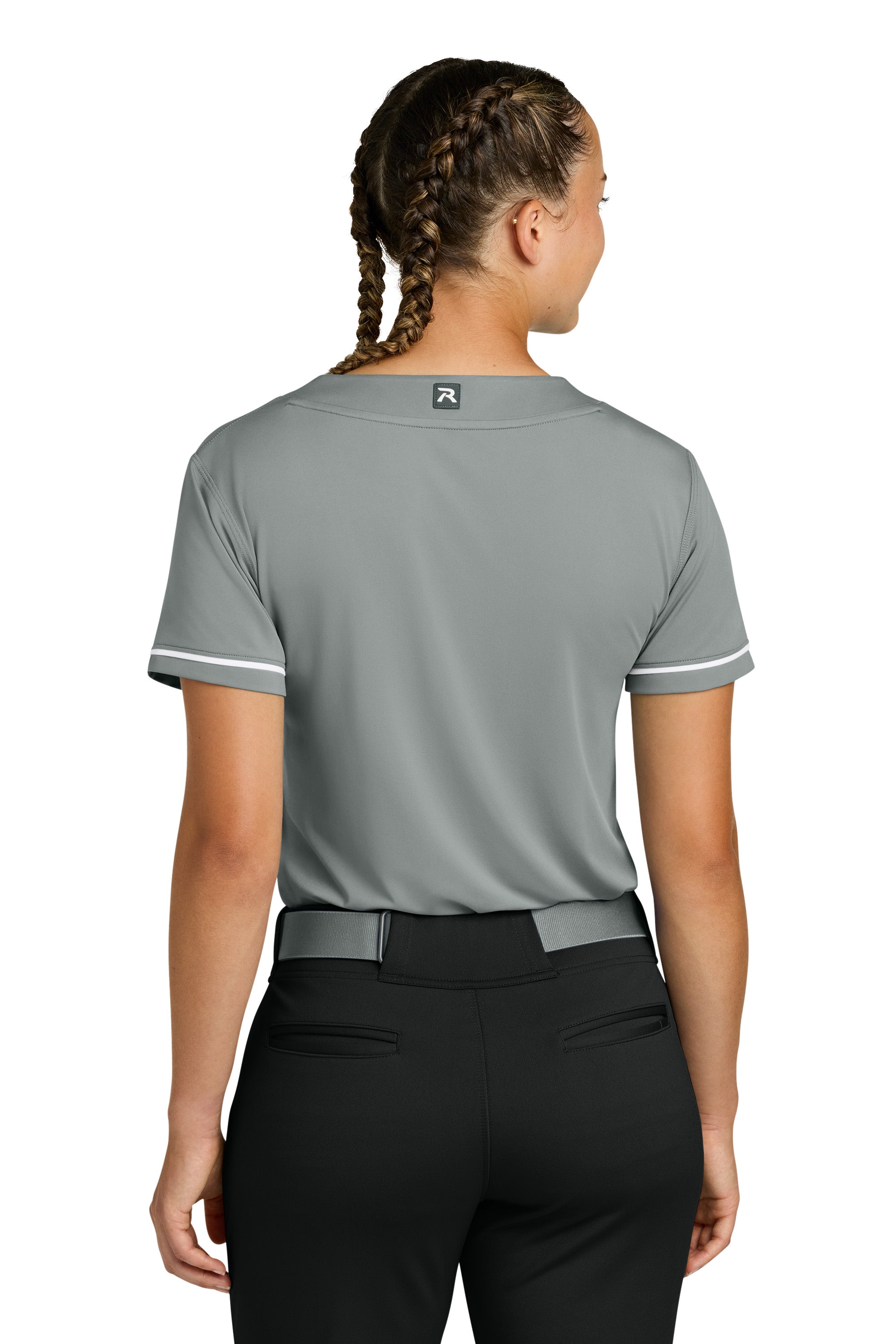 Richardson RW7220 Womens Select 2 Button Softball Jersey Grey Model Back
