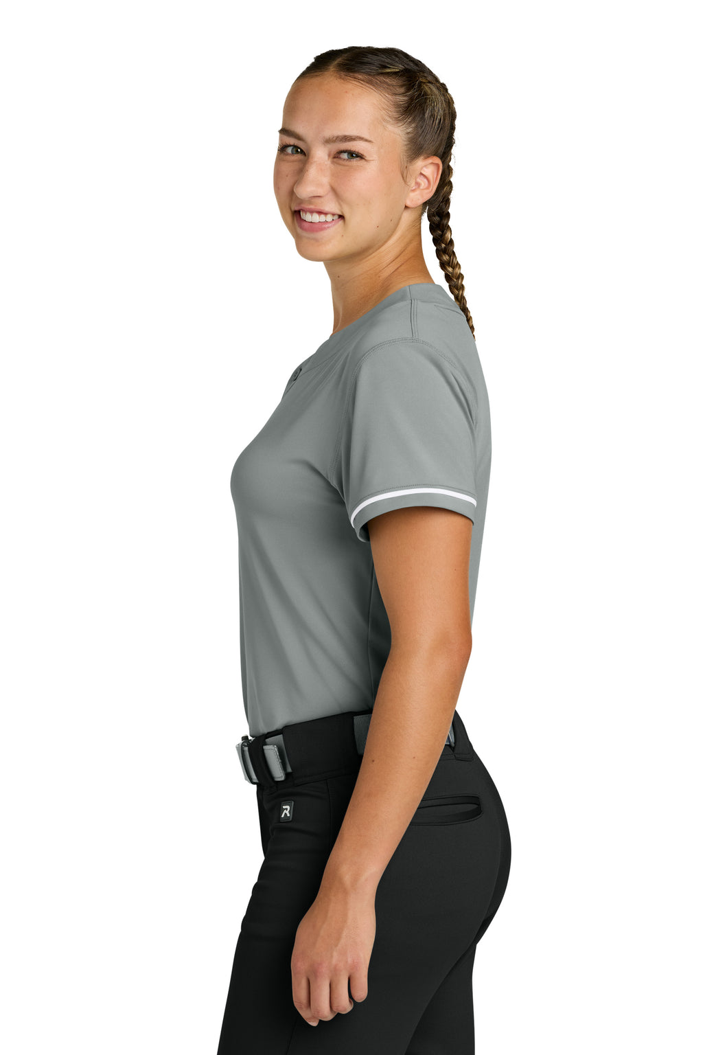 Richardson RW7220 Womens Select 2 Button Softball Jersey Grey Model Side
