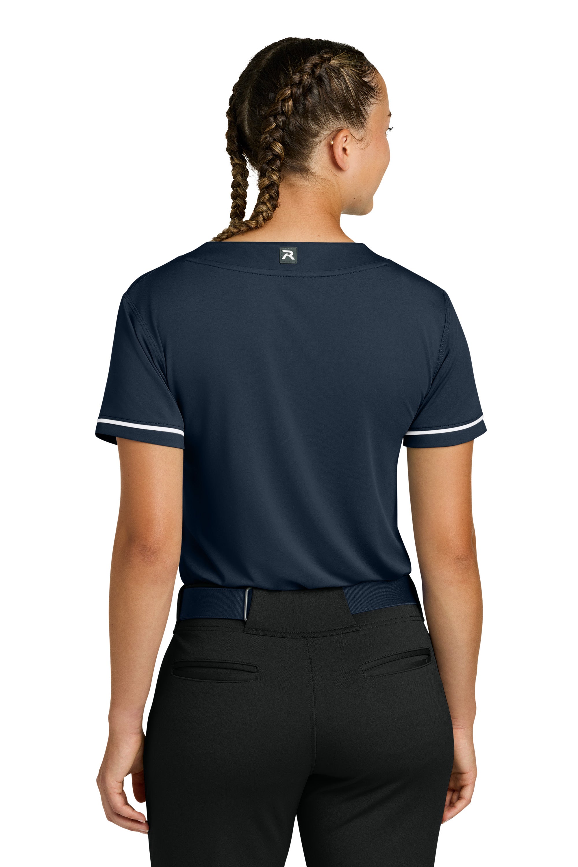 Richardson RW7220 Womens Select 2 Button Softball Jersey Navy Blue Model Back