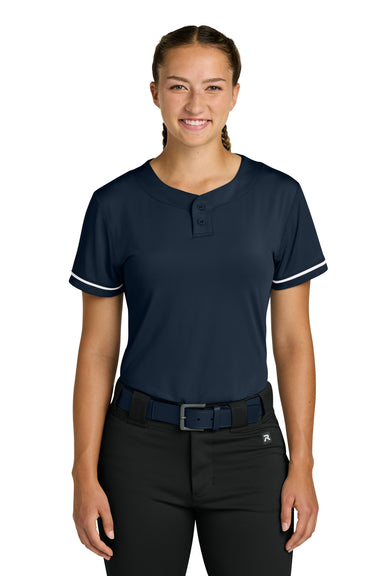 Richardson RW7220 Womens Select 2 Button Softball Jersey Navy Blue Model Front