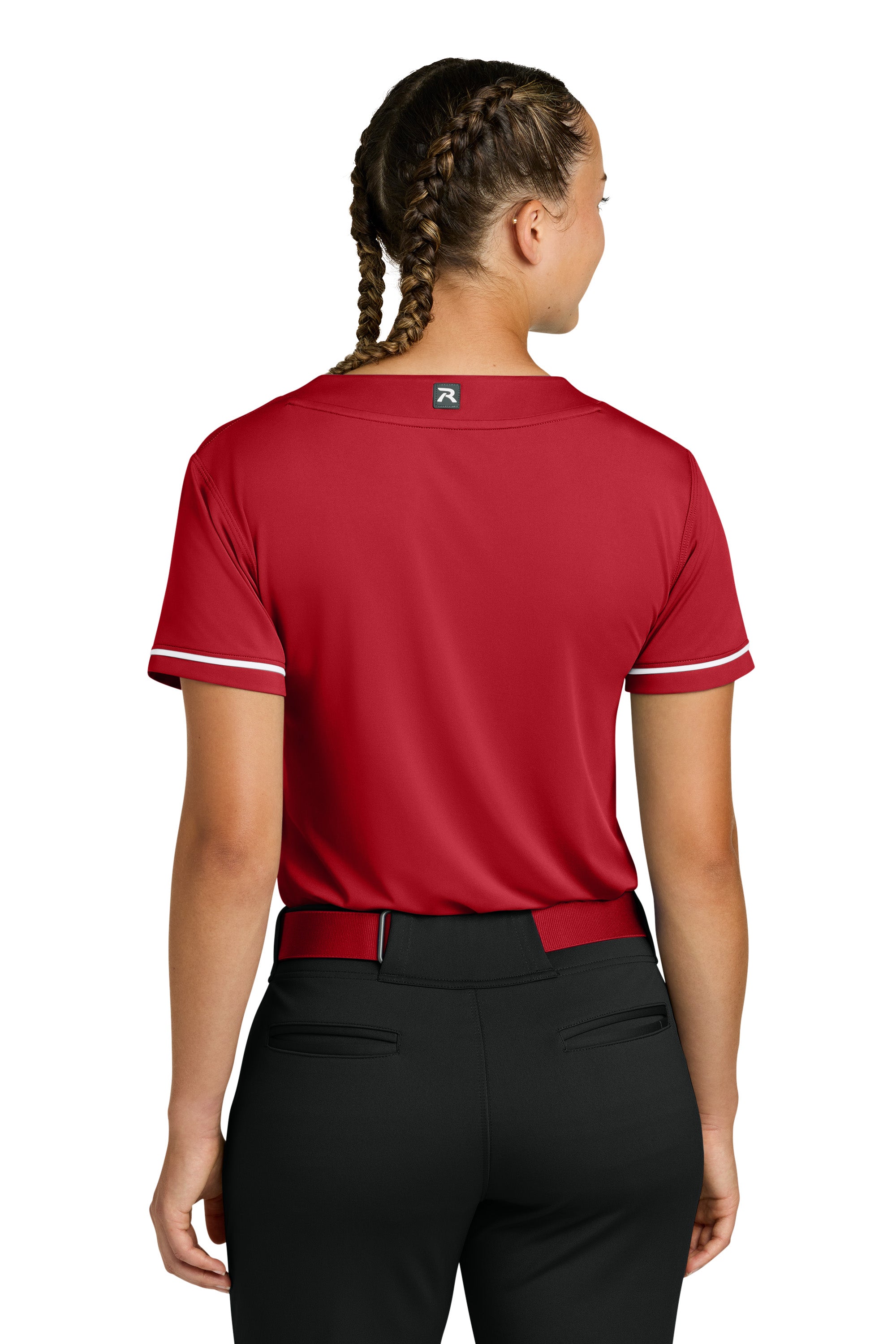 Richardson RW7220 Womens Select 2 Button Softball Jersey Red Model Back