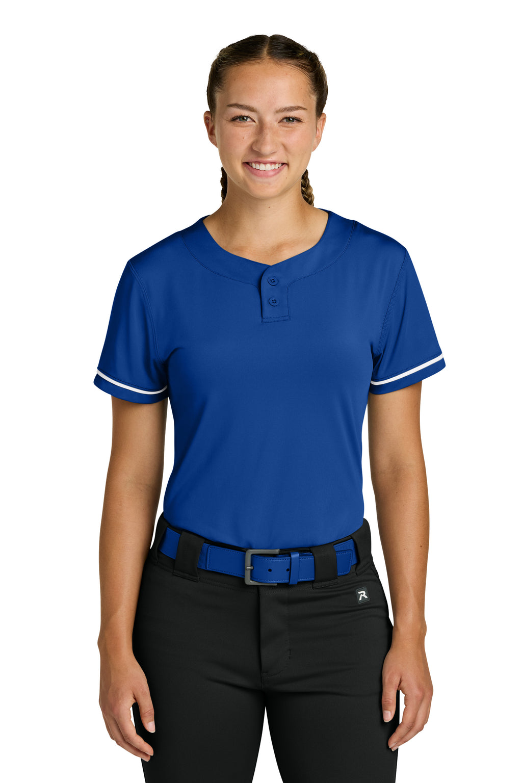 Richardson RW7220 Womens Select 2 Button Softball Jersey Royal Blue Model Front