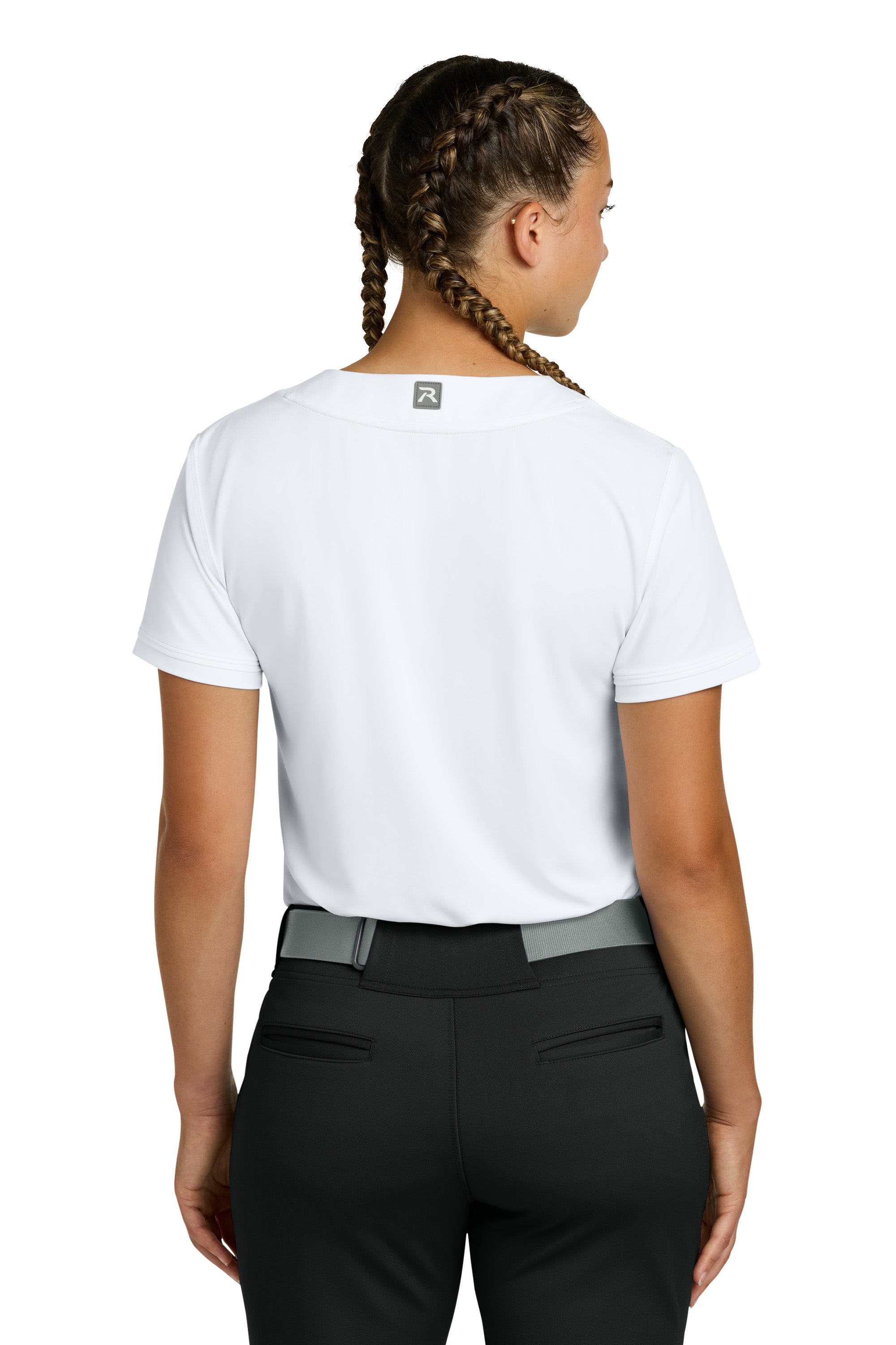 Richardson RW7220 Womens Select 2 Button Softball Jersey White Model Back
