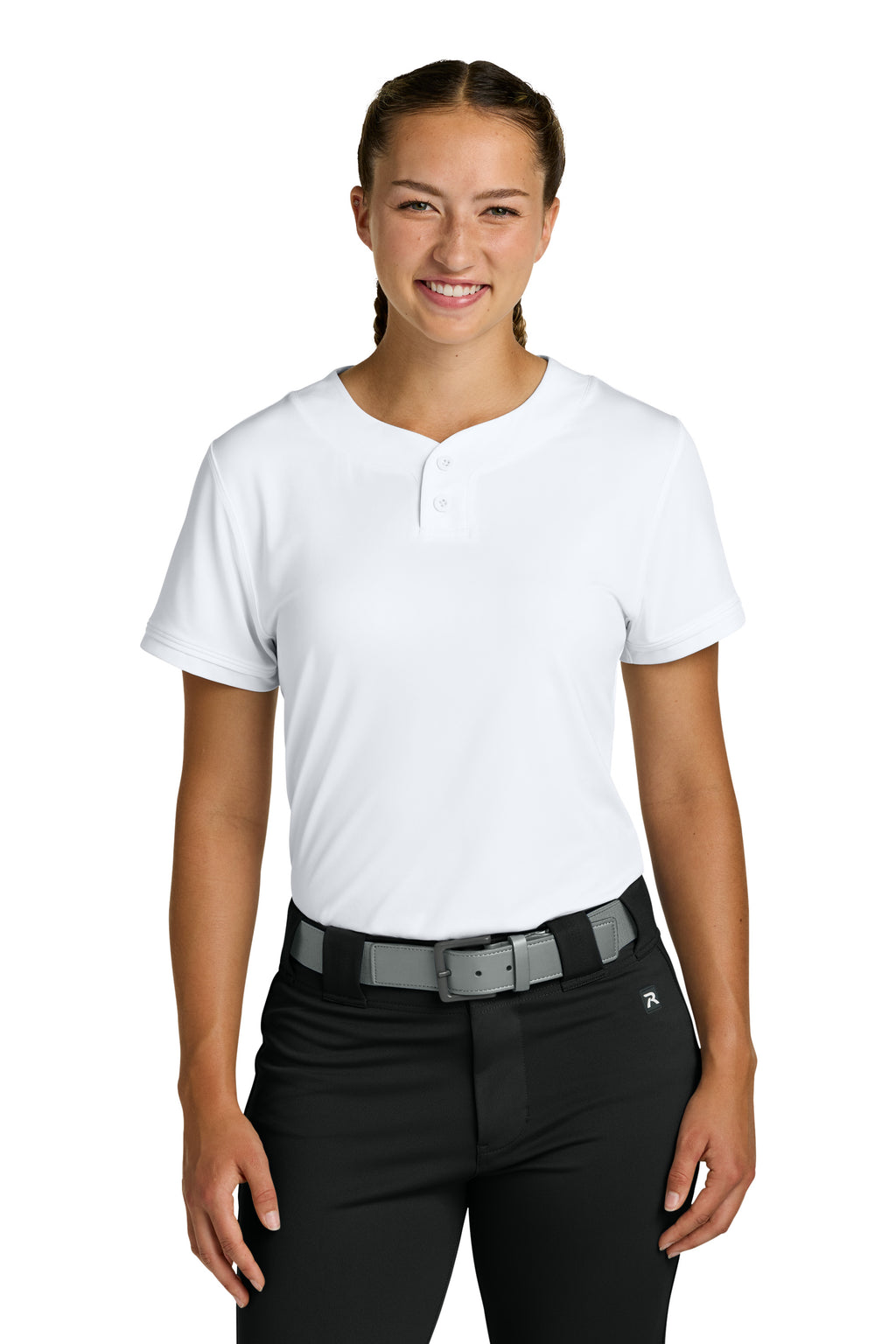 Richardson RW7220 Womens Select 2 Button Softball Jersey White Model Front
