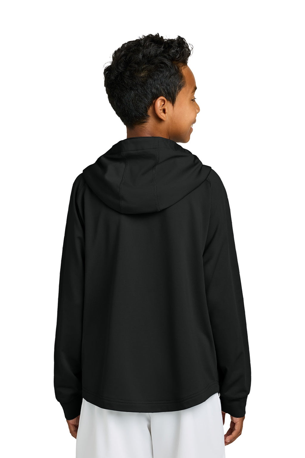 Richardson RY7200LSH Youth Charge Performance Fleece Hooded Sweatshirt Hoodie w/ Pouch Pocket Black Model Back