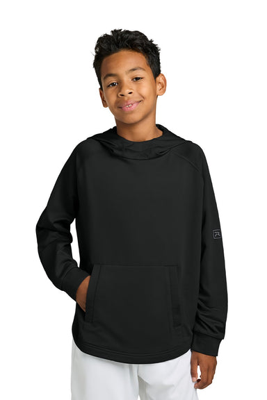 Richardson RY7200LSH Youth Charge Performance Fleece Hooded Sweatshirt Hoodie w/ Pouch Pocket Black Model Front