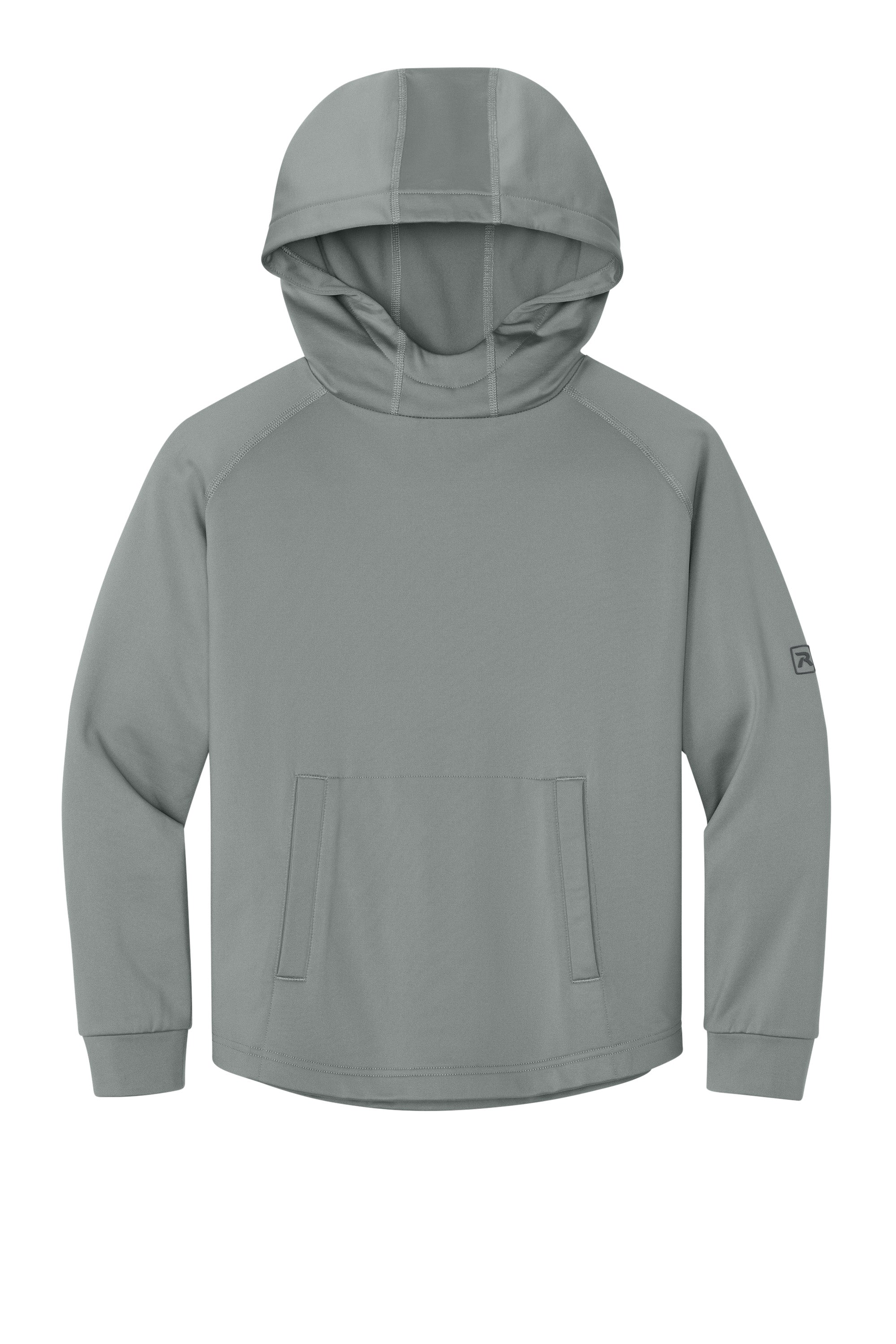 Richardson RY7200LSH Youth Charge Performance Fleece Hooded Sweatshirt Hoodie w/ Pouch Pocket Grey Flat Front