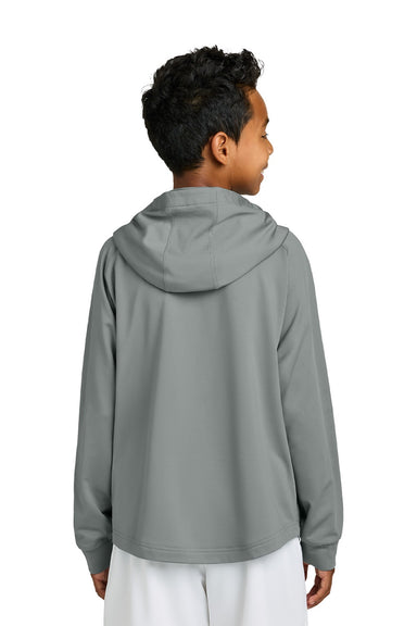 Richardson RY7200LSH Youth Charge Performance Fleece Hooded Sweatshirt Hoodie w/ Pouch Pocket Grey Model Back