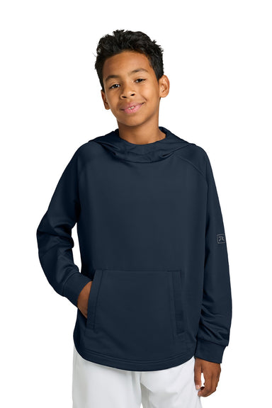 Richardson RY7200LSH Youth Charge Performance Fleece Hooded Sweatshirt Hoodie w/ Pouch Pocket Navy Blue Model Front