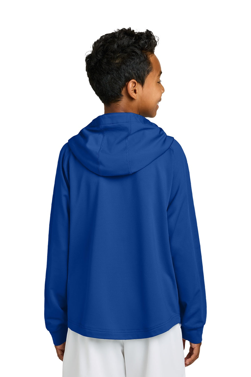 Richardson RY7200LSH Youth Charge Performance Fleece Hooded Sweatshirt Hoodie w/ Pouch Pocket Royal Blue Model Back