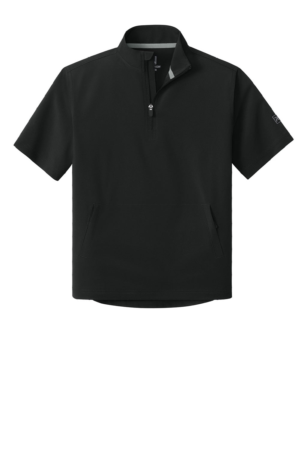 Richardson RY7400SSQ Youth Barrage Short Sleeve 1/4 Zip Wind Jacket Black Flat Front