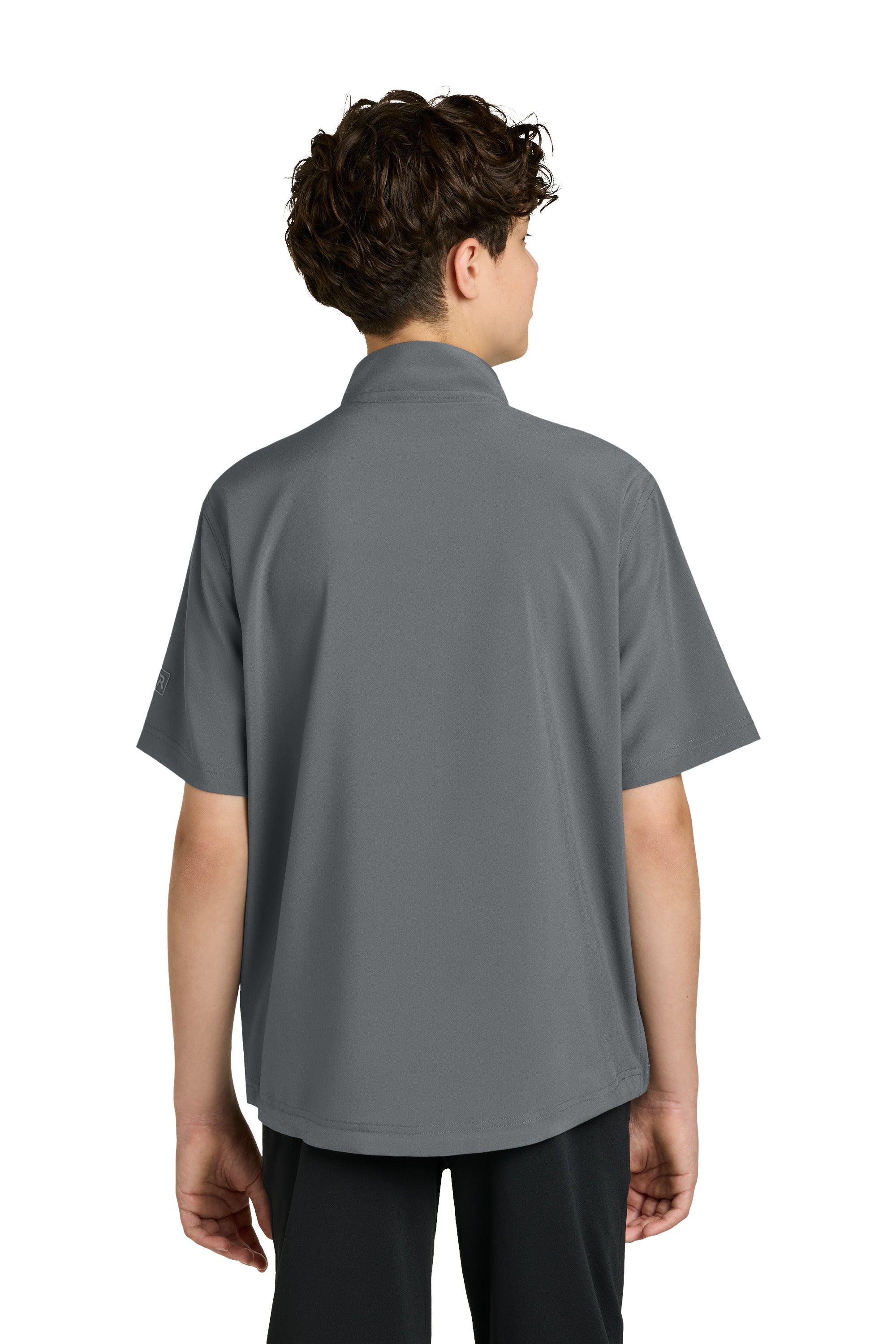 Richardson RY7400SSQ Youth Barrage Short Sleeve 1/4 Zip Wind Jacket Charcoal Grey Model Back