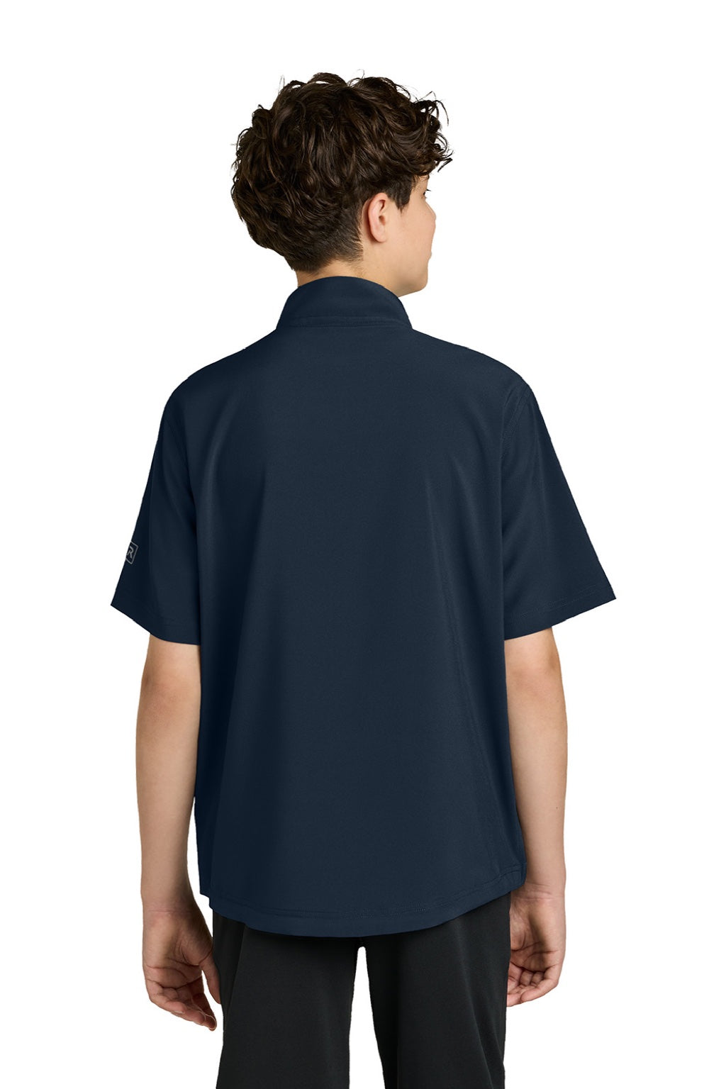 Richardson RY7400SSQ Youth Barrage Short Sleeve 1/4 Zip Wind Jacket Navy Blue Model Back
