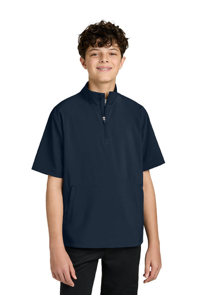 Richardson RY7400SSQ Youth Barrage Short Sleeve 1/4 Zip Wind Jacket Navy Blue Model Front