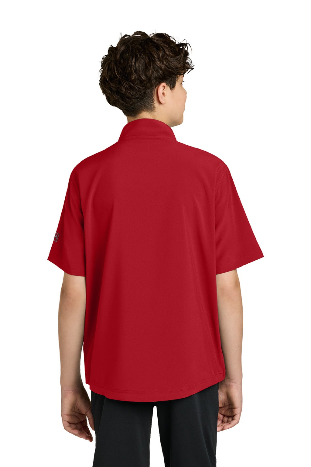 Richardson RY7400SSQ Youth Barrage Short Sleeve 1/4 Zip Wind Jacket Red Model Back
