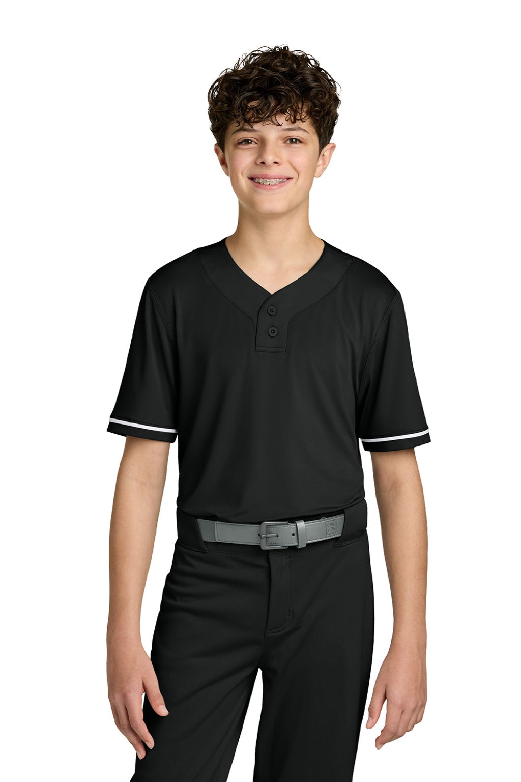 Richardson RY7910 Youth Select 2 Button Baseball Jersey Black Model Front