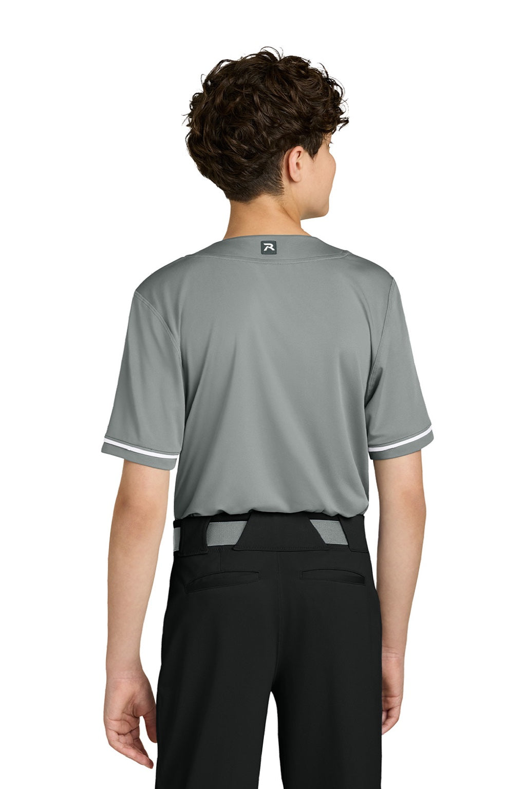 Richardson RY7910 Youth Select 2 Button Baseball Jersey Grey Model Back