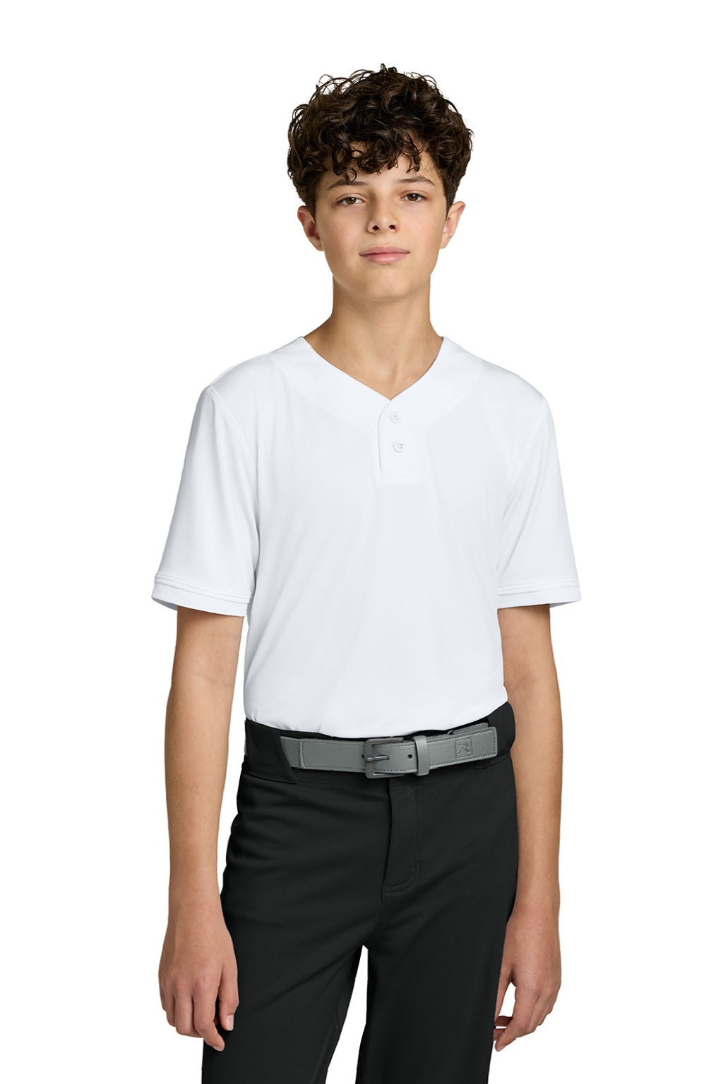 Richardson RY7910 Youth Select 2 Button Baseball Jersey White Model Front