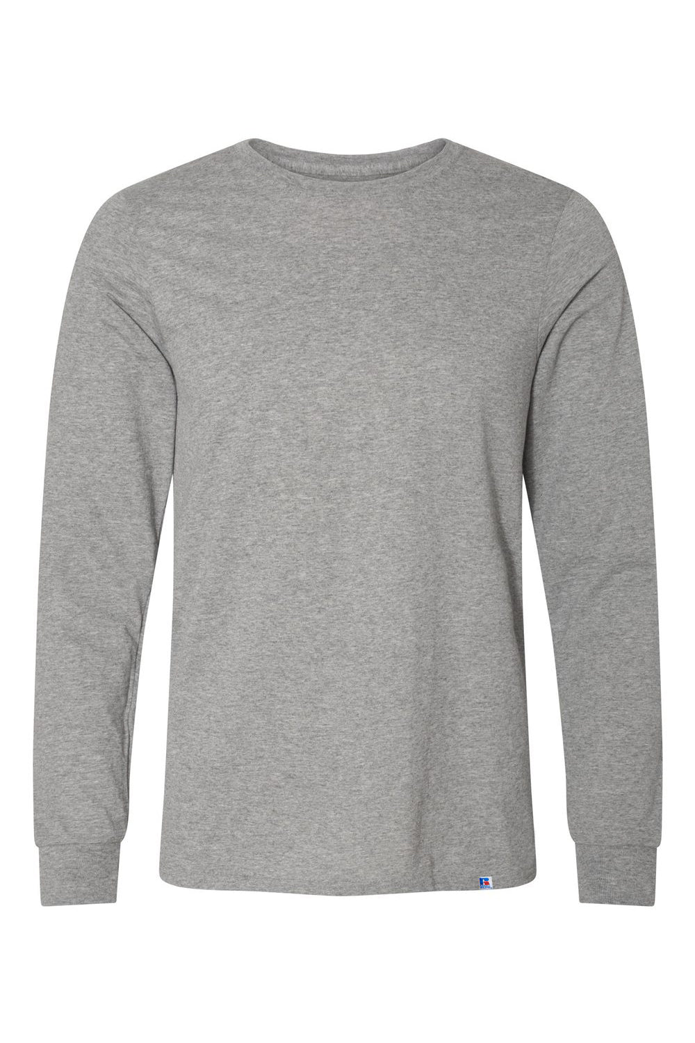 Russell Athletic 64LTTM Mens Dri-Power Moisture Wicking Performance Long Sleeve Crewneck T-Shirt Oxford Grey Flat Front