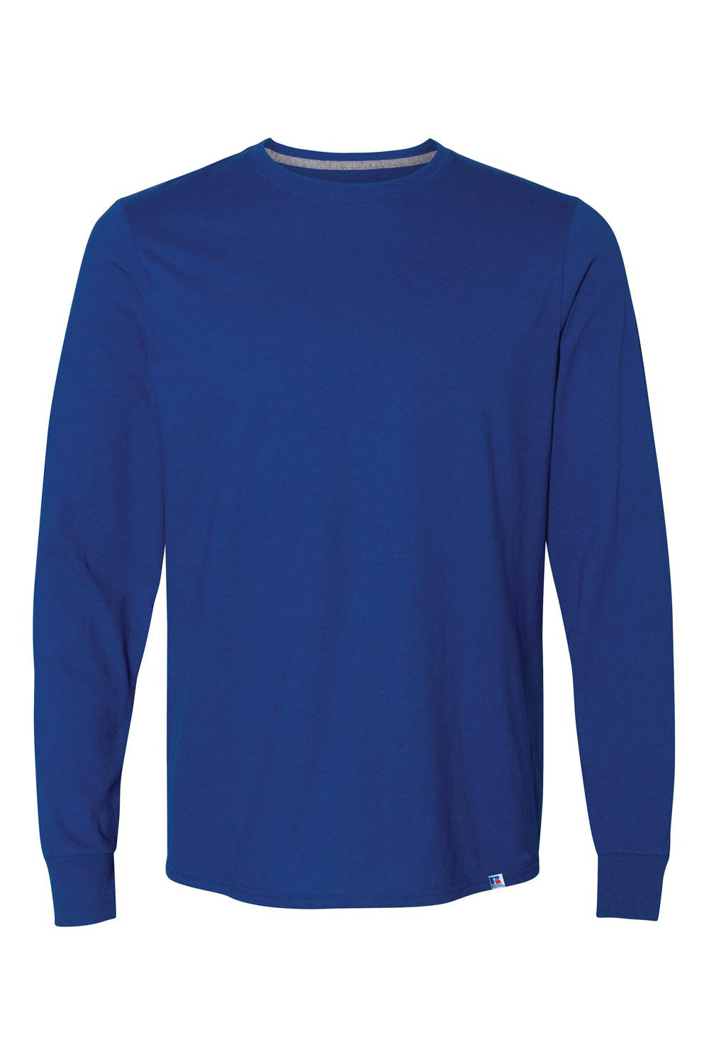 Russell Athletic 64LTTM Mens Dri-Power Moisture Wicking Performance Long Sleeve Crewneck T-Shirt Royal Blue Flat Front