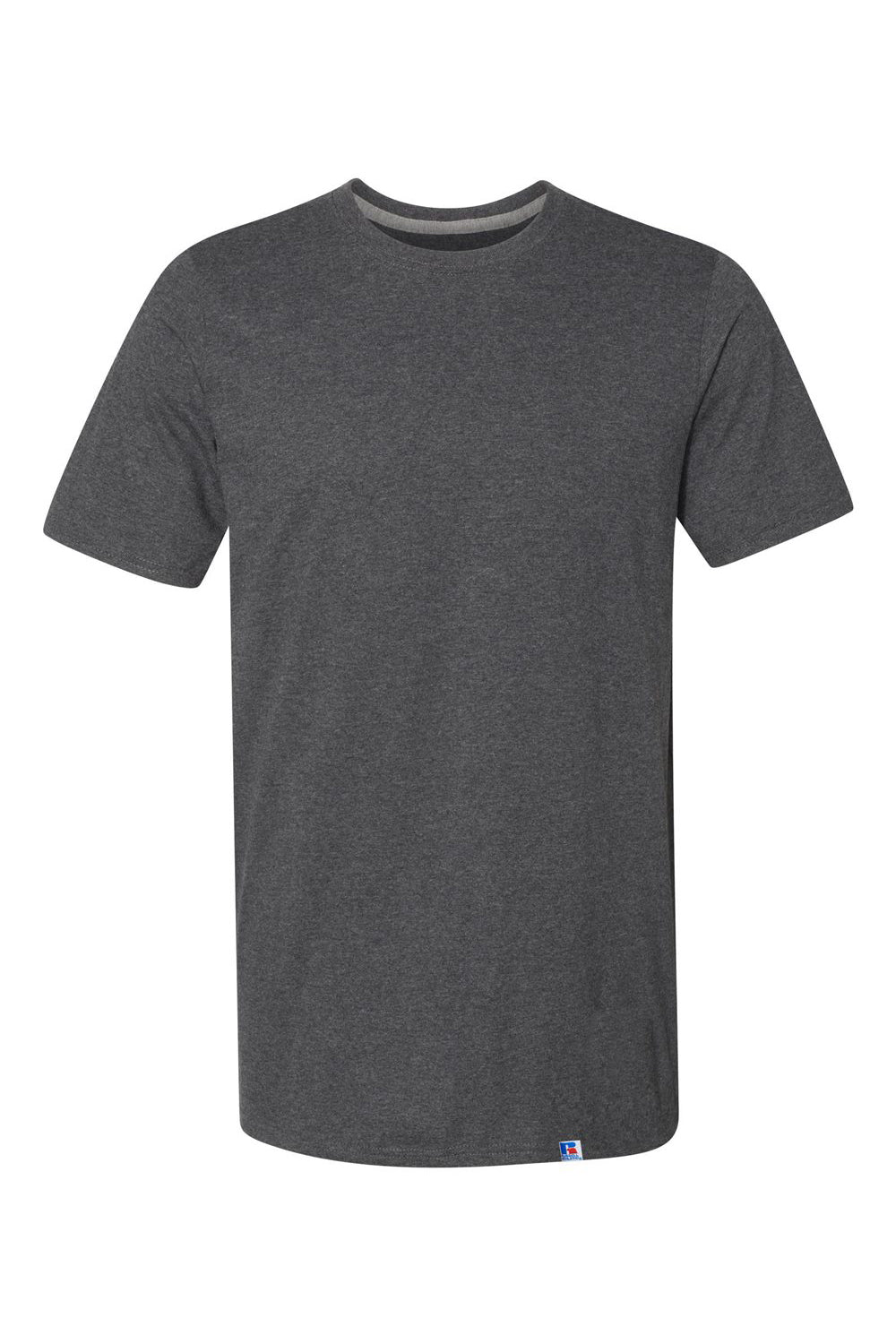 Russell Athletic 64STTM Mens Dri-Power Moisture Wicking Performance Short Sleeve Crewneck T-Shirt Heather Black Flat Front