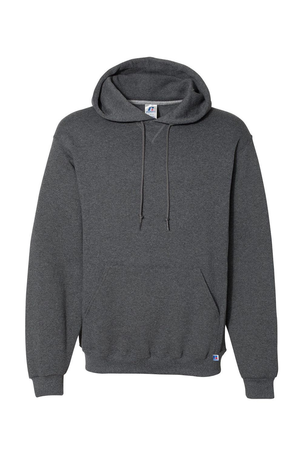 Russell Athletic 695HBM Mens Dri-Power Moisture Wicking Hooded Sweatshirt Hoodie w/ Pouch Pocket Heather Black Flat Front