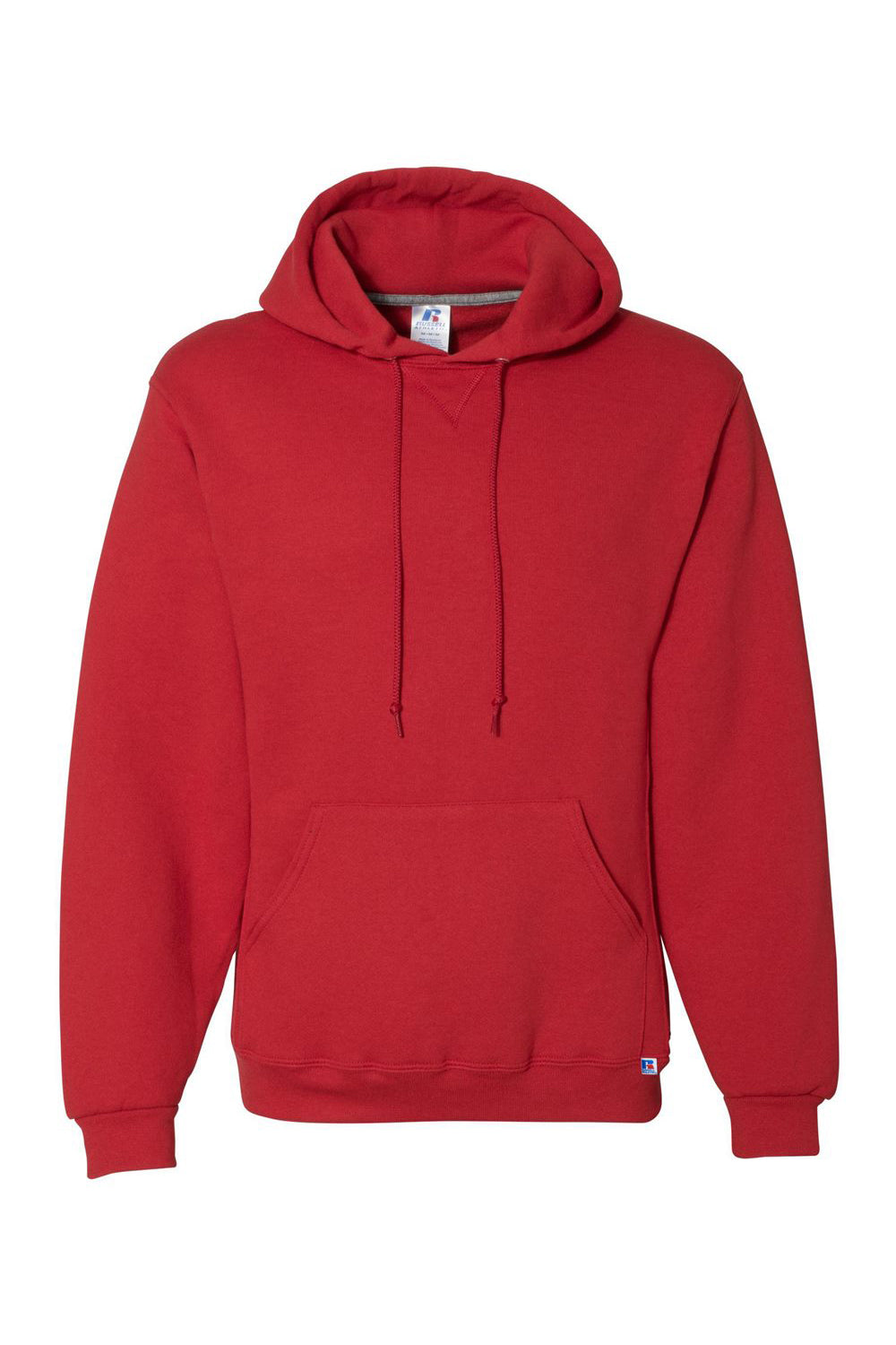 Russell Athletic 695HBM Mens Dri-Power Moisture Wicking Hooded Sweatshirt Hoodie w/ Pouch Pocket True Red Flat Front