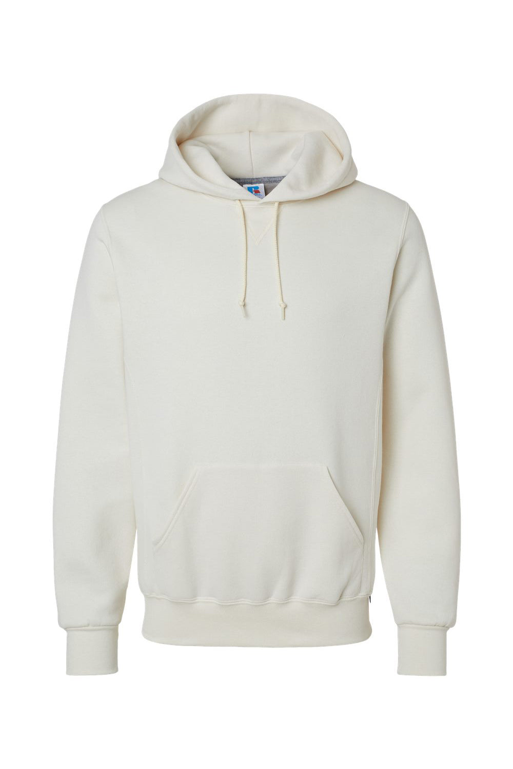 Russell Athletic 695HBM Mens Dri-Power Moisture Wicking Hooded Sweatshirt Hoodie w/ Pouch Pocket Vintage White Flat Front