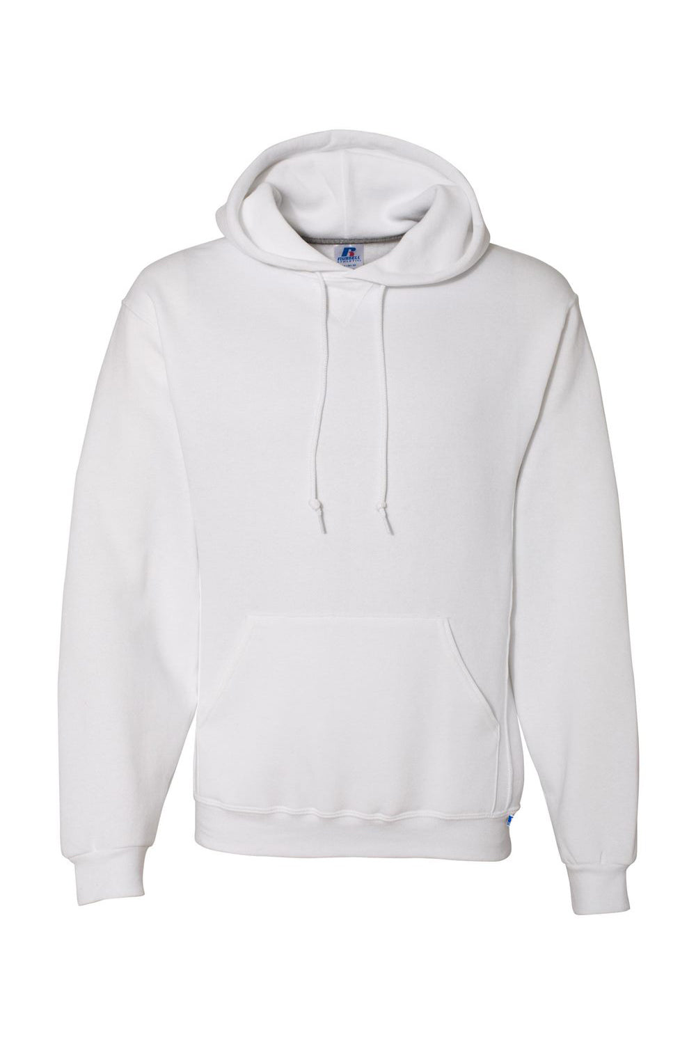 Russell Athletic 695HBM Mens Dri-Power Moisture Wicking Hooded Sweatshirt Hoodie w/ Pouch Pocket White Flat Front