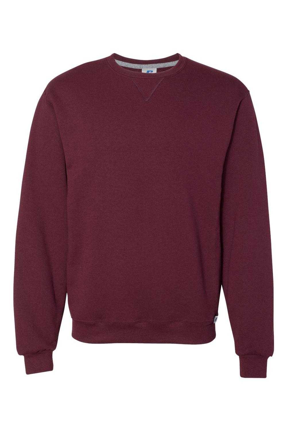 Russell Athletic 698HBM Mens Dri-Power Moisture Wicking Crewneck Sweatshirt Maroon Flat Front