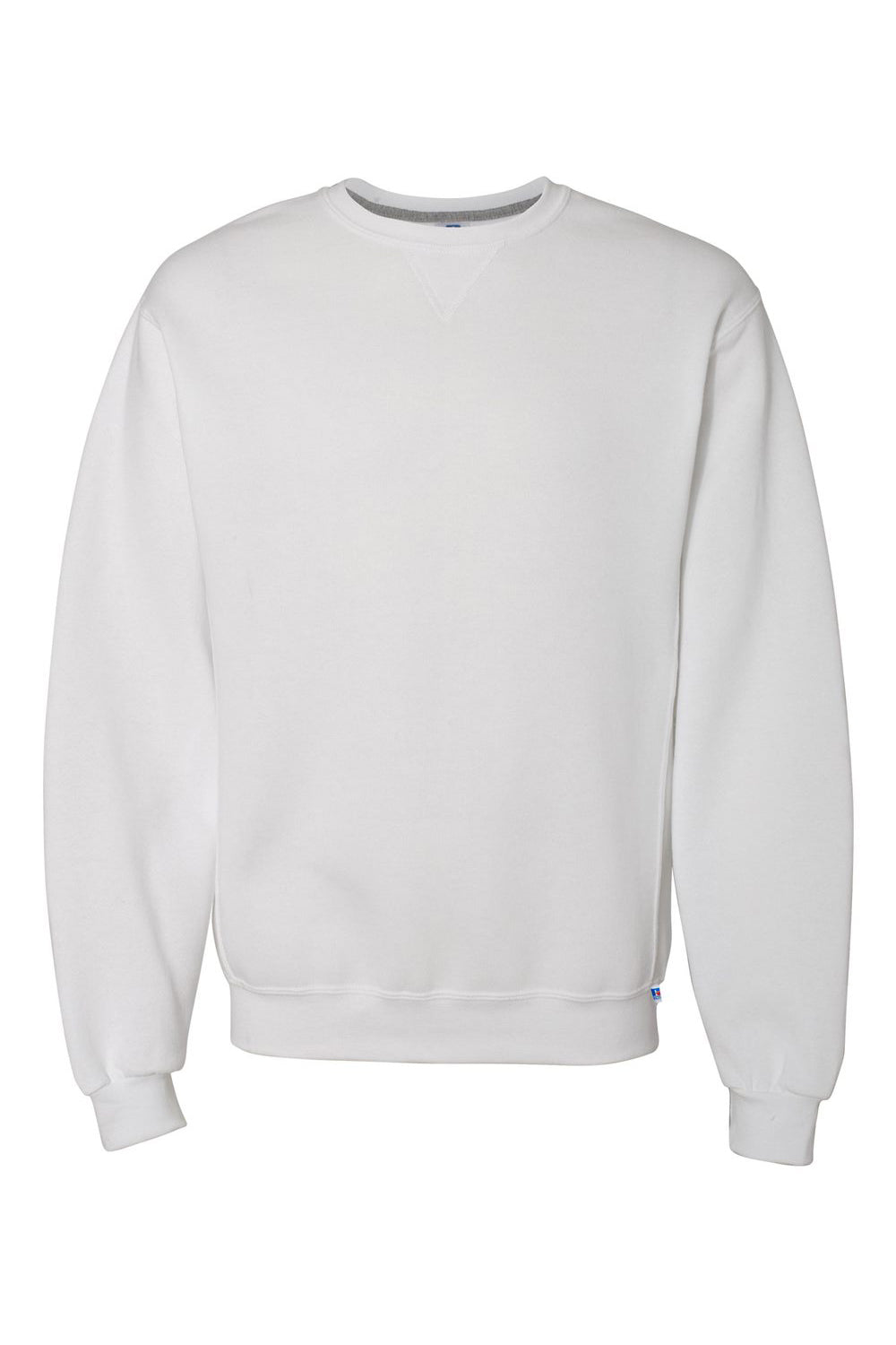 Russell Athletic 698HBM Mens Dri-Power Moisture Wicking Crewneck Sweatshirt White Flat Front