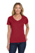 Hanes S04V Womens Perfect-T Short Sleeve V-Neck T-Shirt Deep Red Model Front
