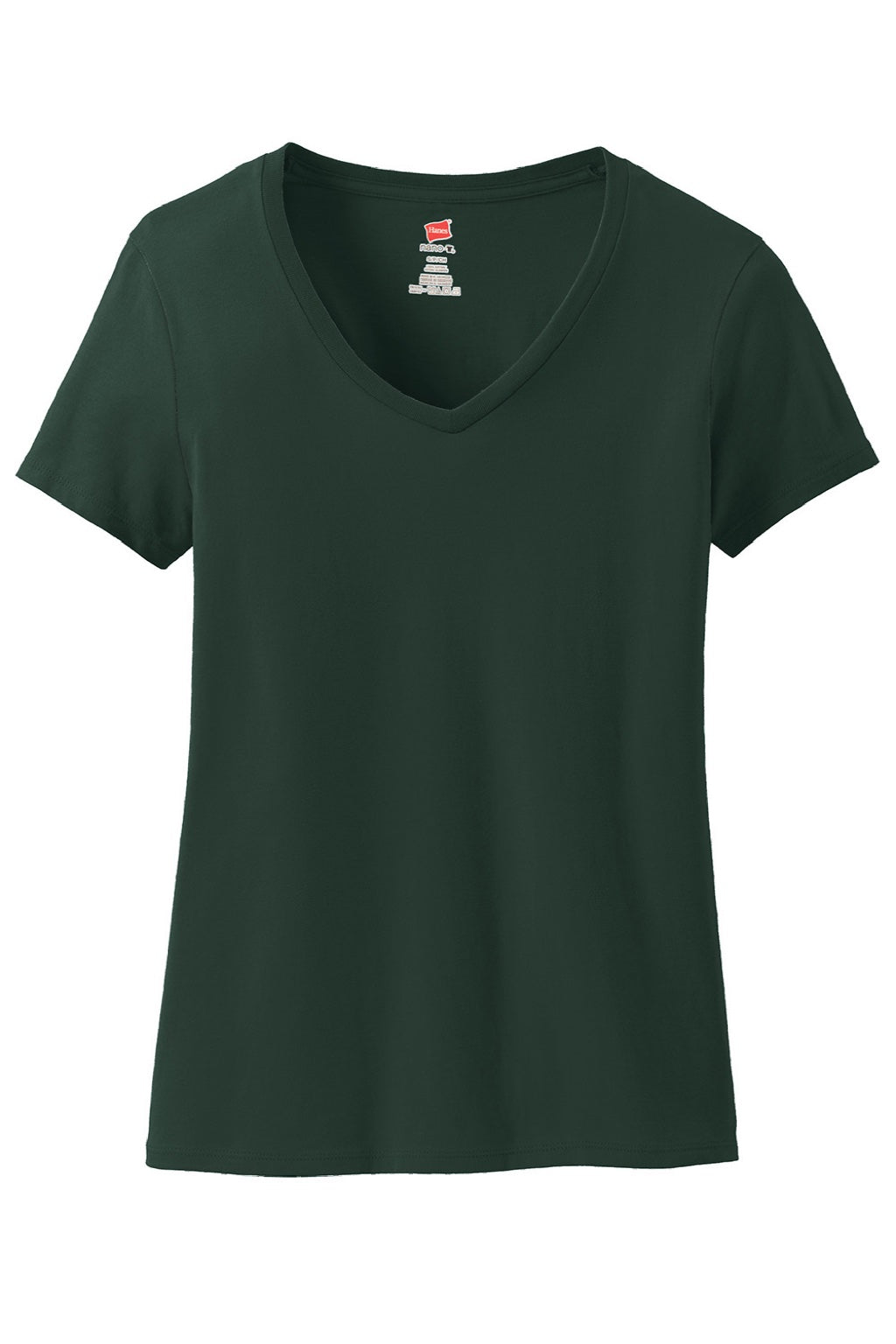 Hanes S04V Womens Perfect-T Short Sleeve V-Neck T-Shirt Deep Forest Green Flat Front