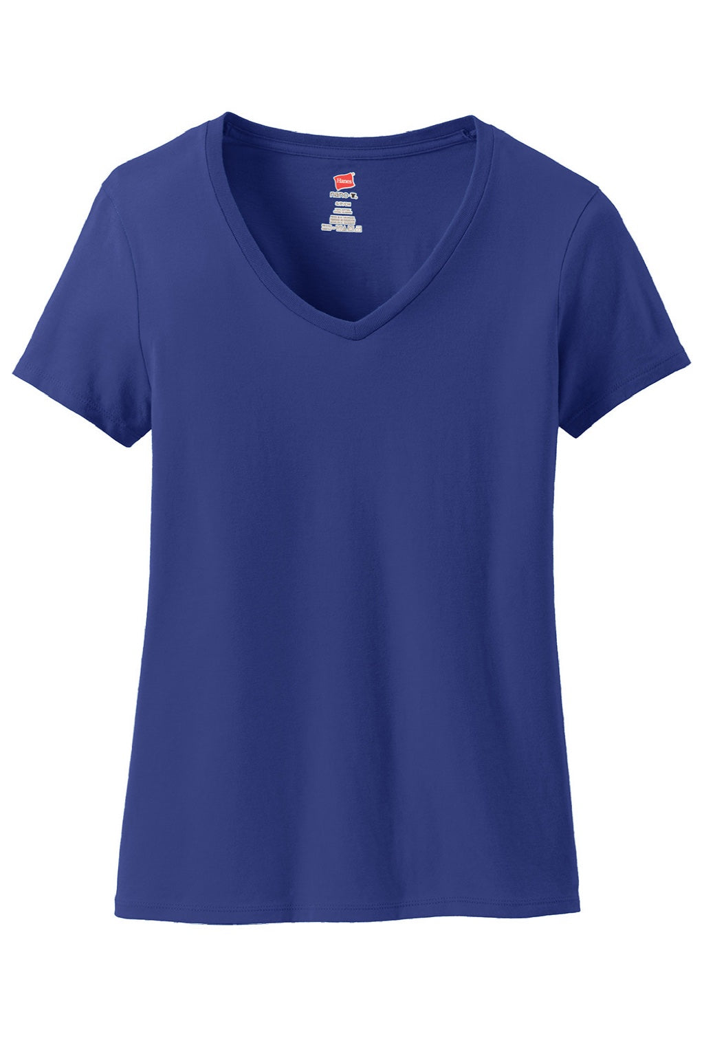 Hanes S04V Womens Perfect-T Short Sleeve V-Neck T-Shirt Deep Royal Blue Flat Front