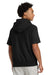Champion S101SS Mens Reverse Weave Short Sleeve Hooded Sweatshirt Hoodie W/ Pouch Pocket Black Model Back