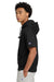 Champion S101SS Mens Reverse Weave Short Sleeve Hooded Sweatshirt Hoodie W/ Pouch Pocket Black Model Side