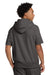 Champion S101SS Mens Reverse Weave Short Sleeve Hooded Sweatshirt Hoodie W/ Pouch Pocket Heather Charcoal Grey Model Back