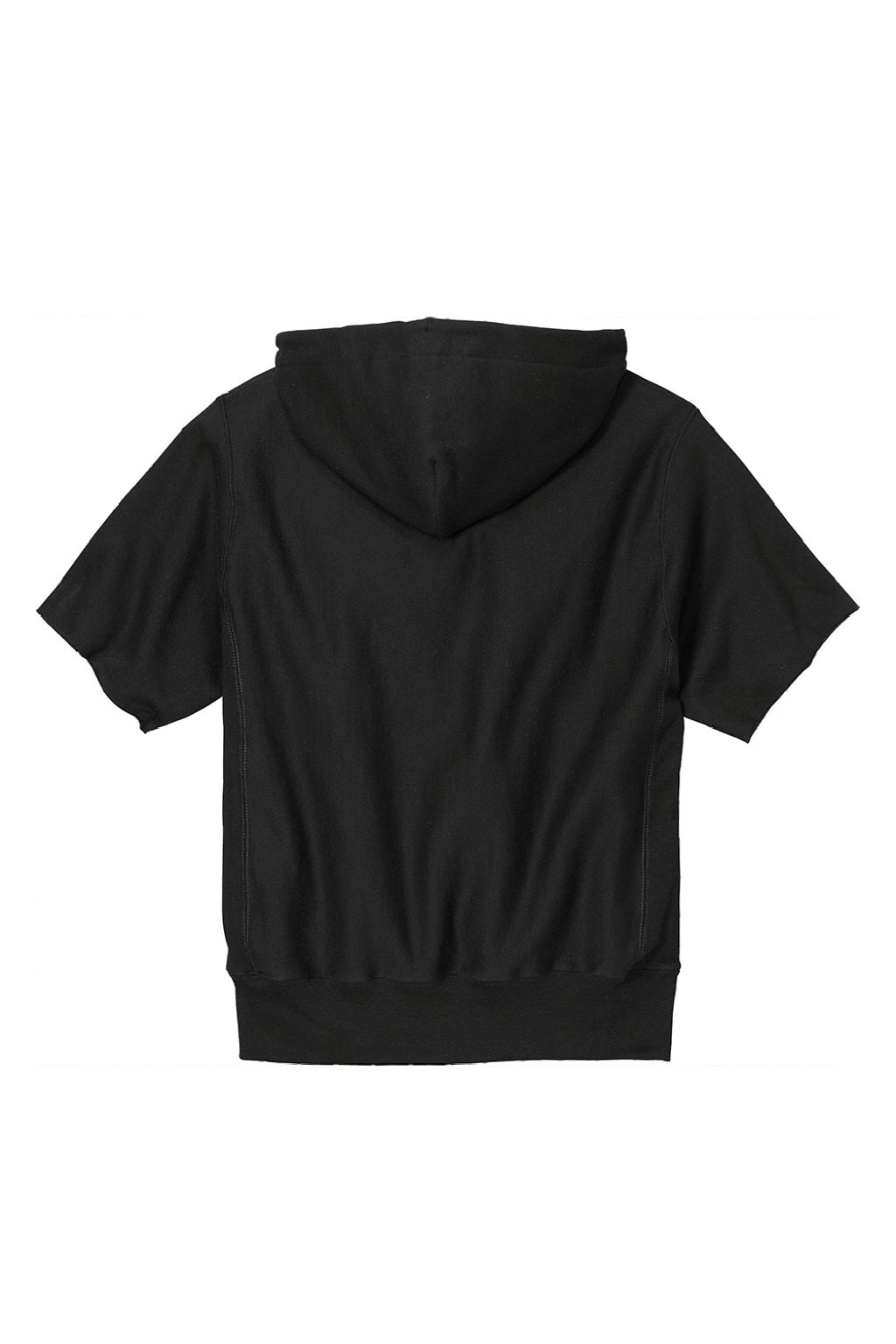 Champion S101SS Mens Reverse Weave Short Sleeve Hooded Sweatshirt Hoodie W/ Pouch Pocket Black Flat Back