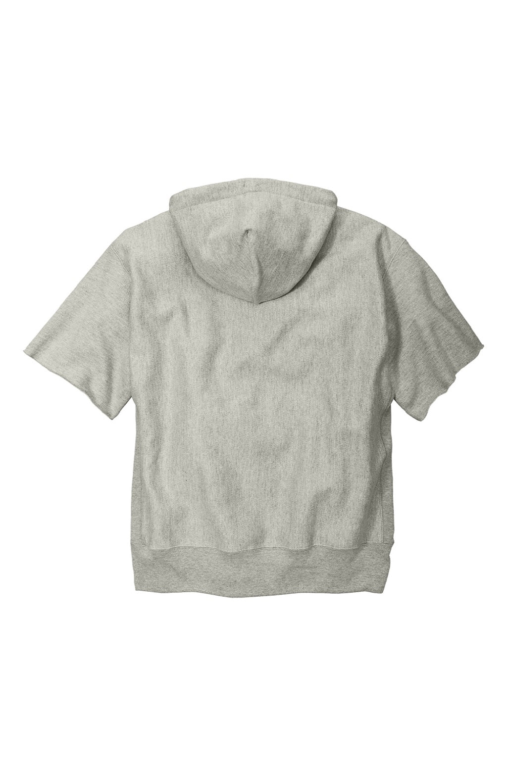 Champion S101SS Mens Reverse Weave Short Sleeve Hooded Sweatshirt Hoodie W/ Pouch Pocket Oxford Grey Flat Back