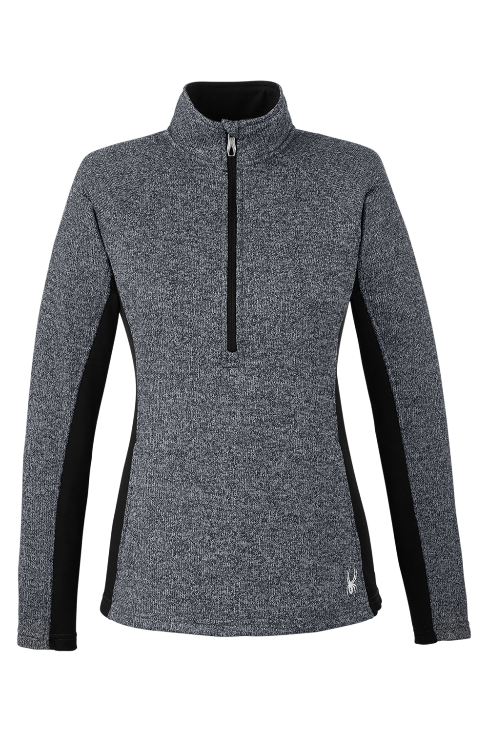 Spyder S16562 Womens Constant 1/4 Zip Sweater Heather Black Flat Front