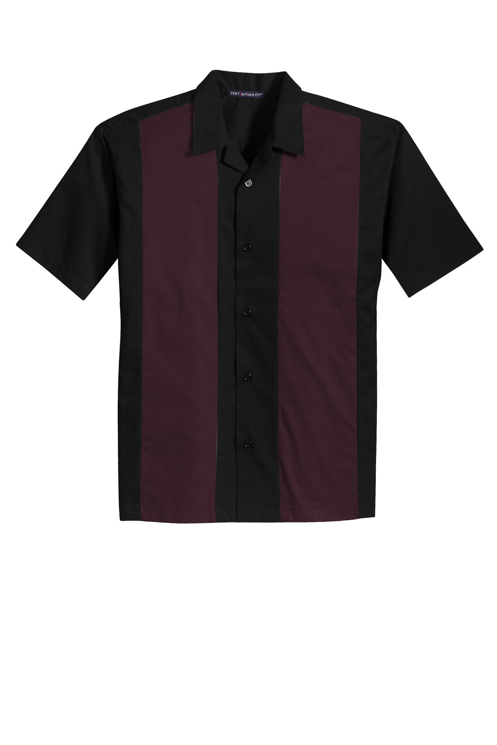 Port Authority S300 Retro Camp Shirt - Black/ Burgundy, 3XL Port Authority S300 Retro Camp Shirt - Black/ Burgundy, 3XL