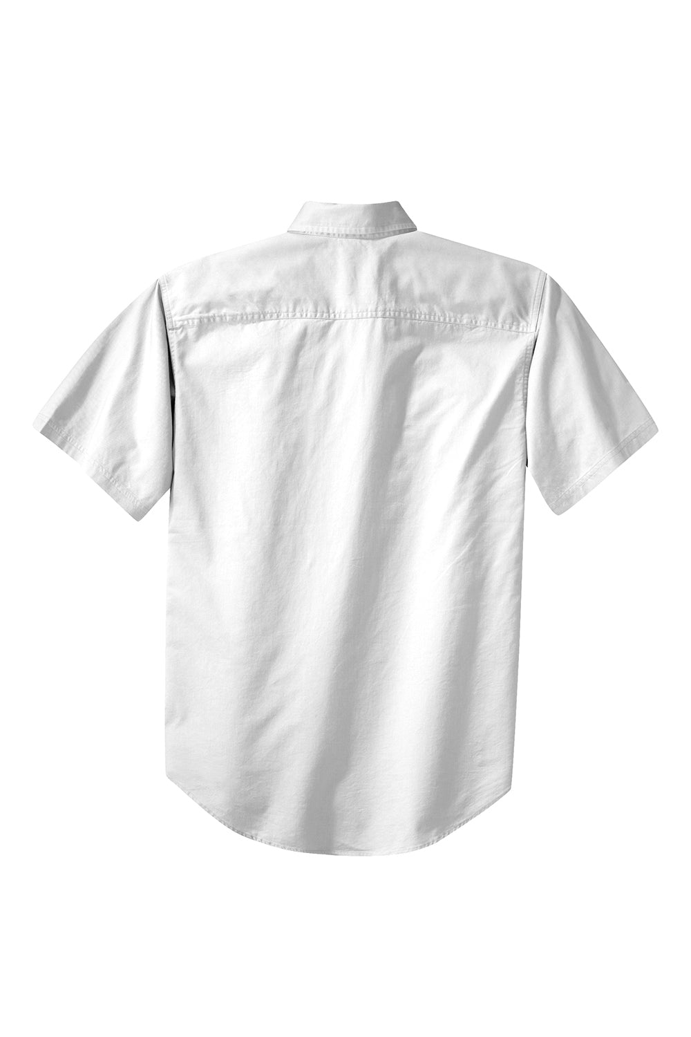 Port Authority S500T Mens Short Sleeve Button Down Shirt w/ Pocket White Flat Back