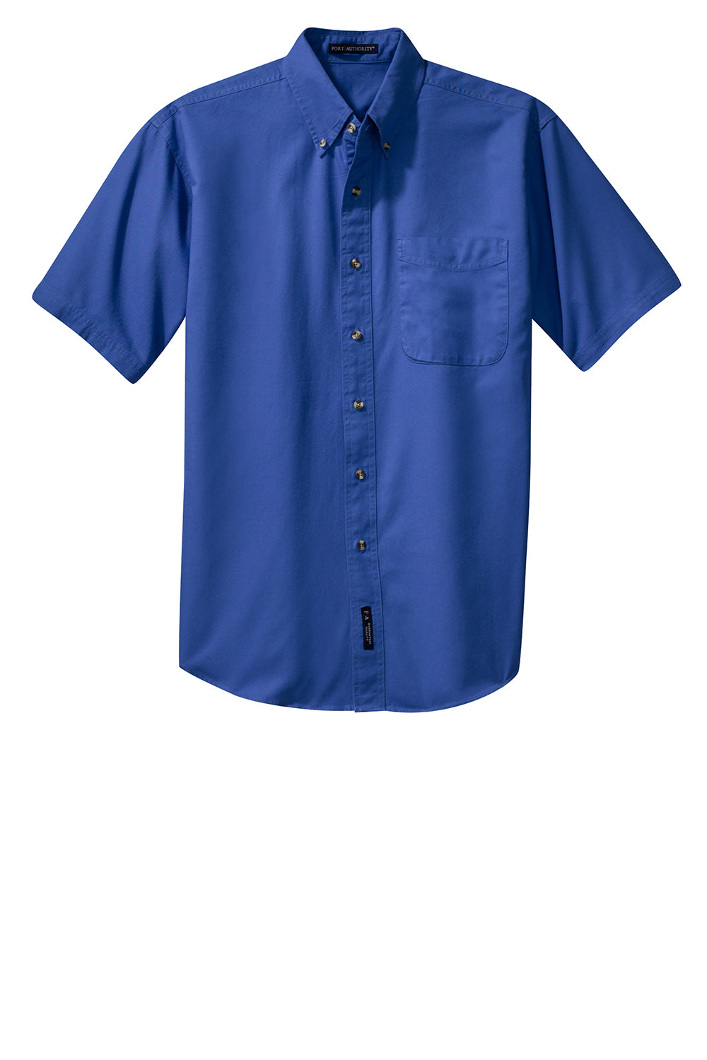 Port Authority S500T Mens Short Sleeve Button Down Shirt w/ Pocket Faded Blue Flat Front